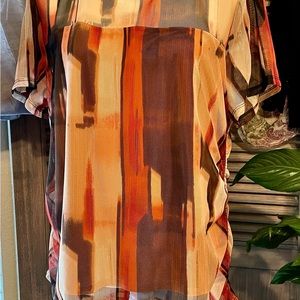 DKNY women’s short sleeved meshed multi colored top